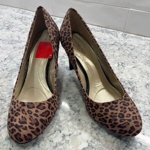 Bandolino Faux Swede Leopard Print Shoes